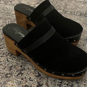 Free People Black Suede Clogs